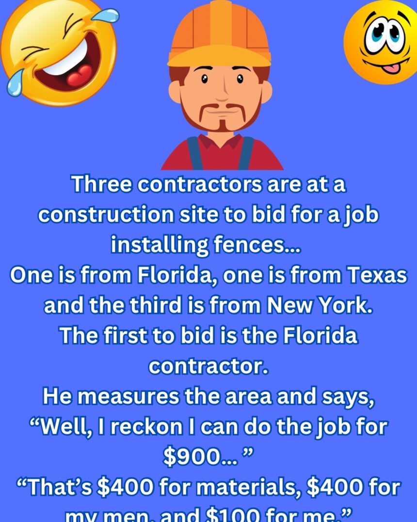 Three contractors are at a construction site to...