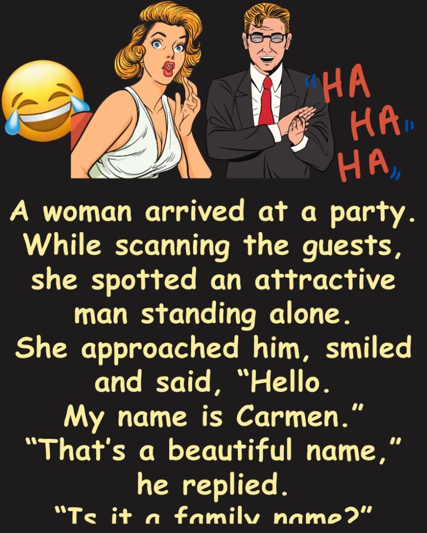 A woman arrived at a party