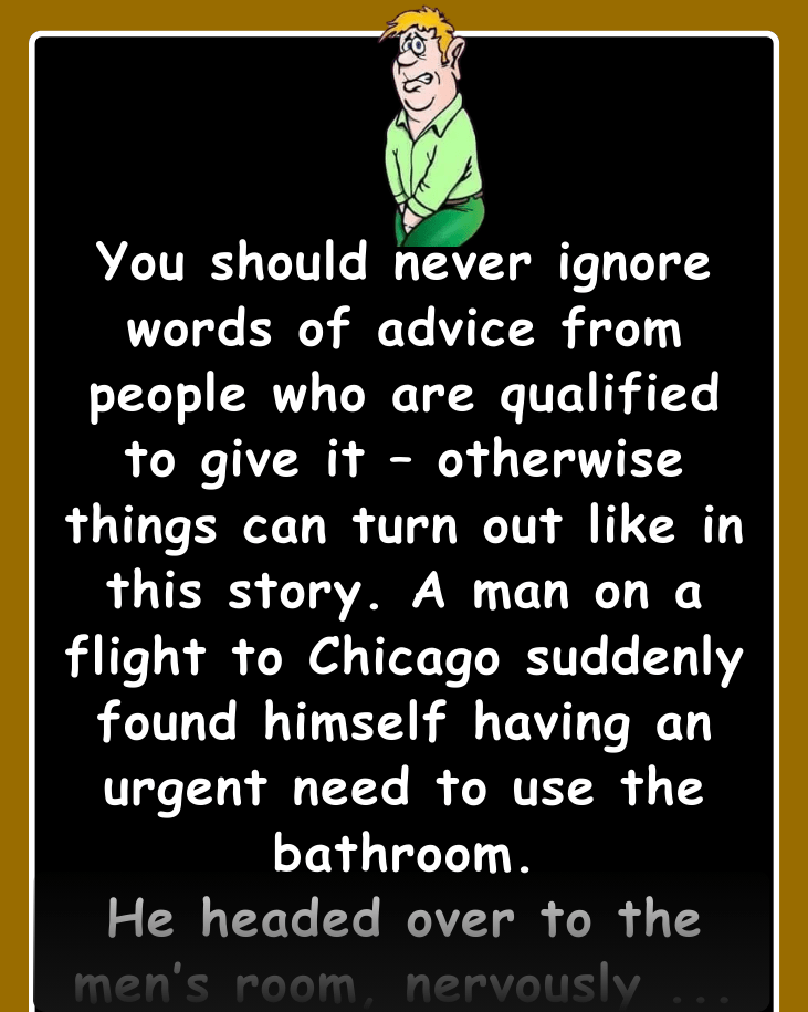 He is allowed use the ladies’ room – but ends up in hospital