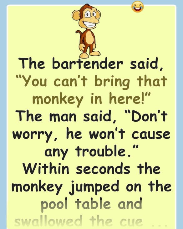 A man walked into a bar with his pet monkey