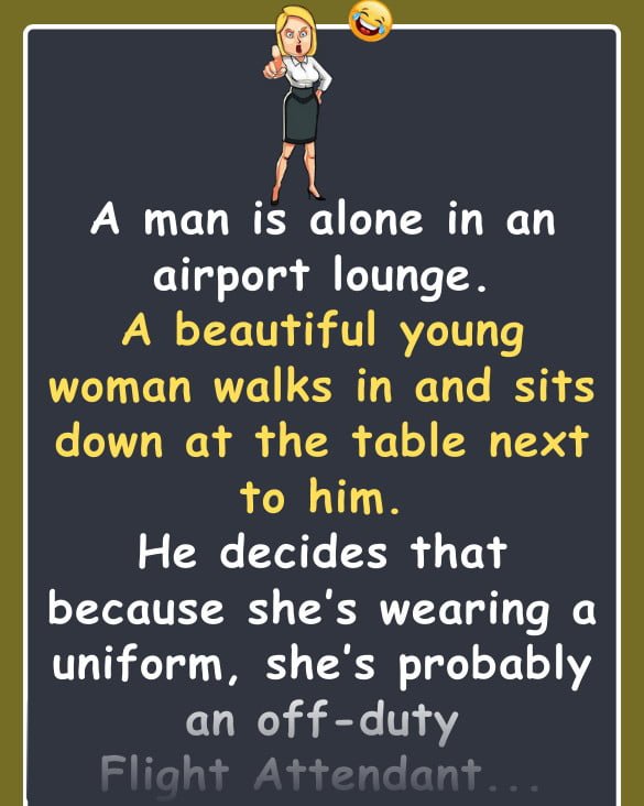 Funny Joke: A man in an airport lounge hits on a beautiful young woman