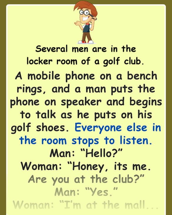 Man answers the phone in the locker room