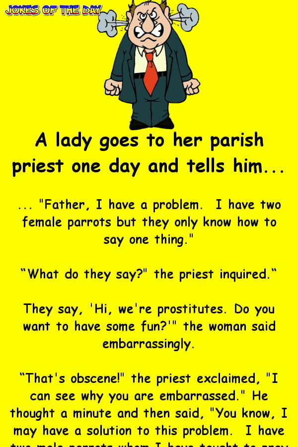 A Lady Talks To Her Priest About Her Two Vulgar Parrots, His Solution Is Priceless