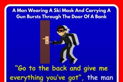 A Man Wearing A Ski Mask And Carrying A Gun Bursts Through The Door Of A Bank