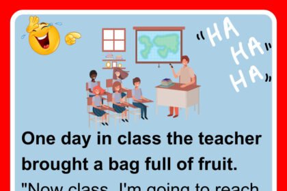 One day in class the teacher brought a bag full of fruit.