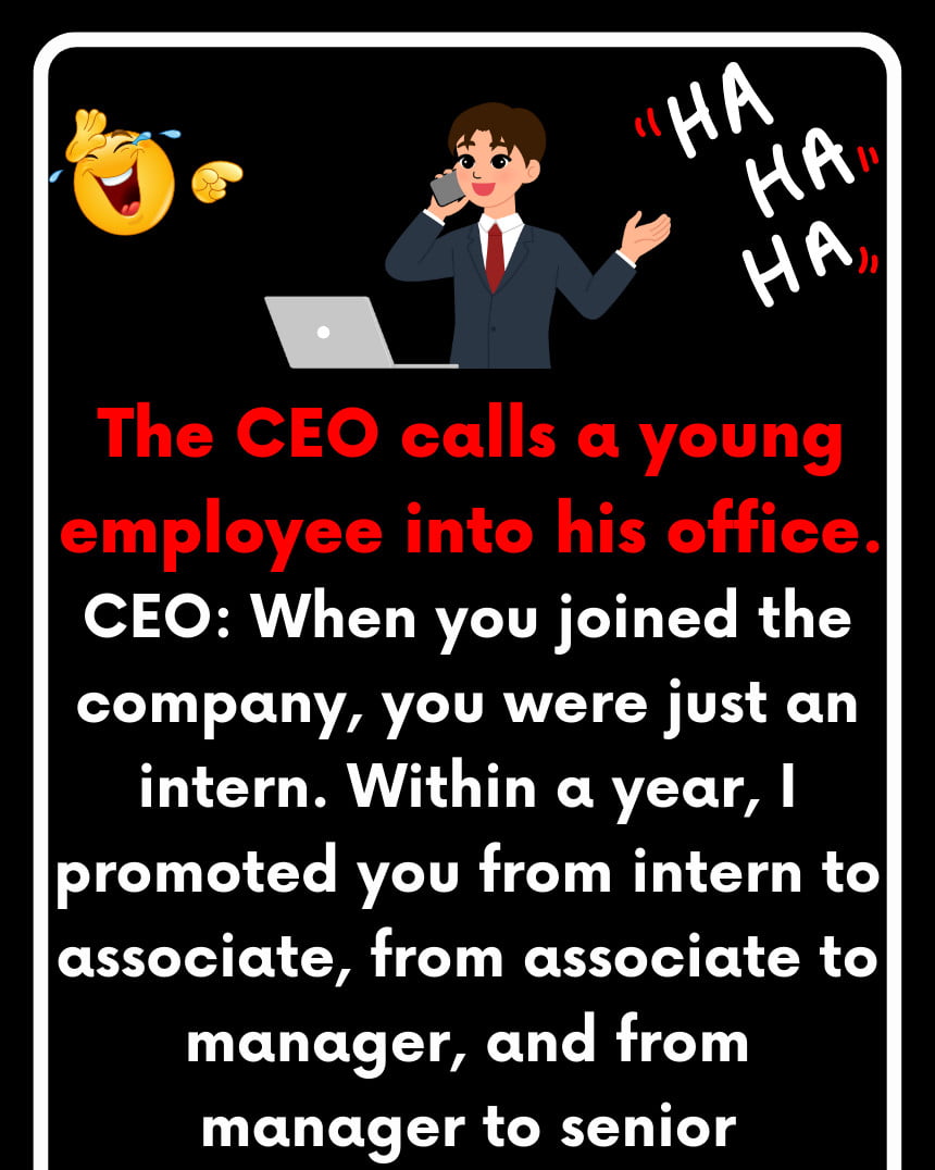 The CEO calls a young employee into his office.