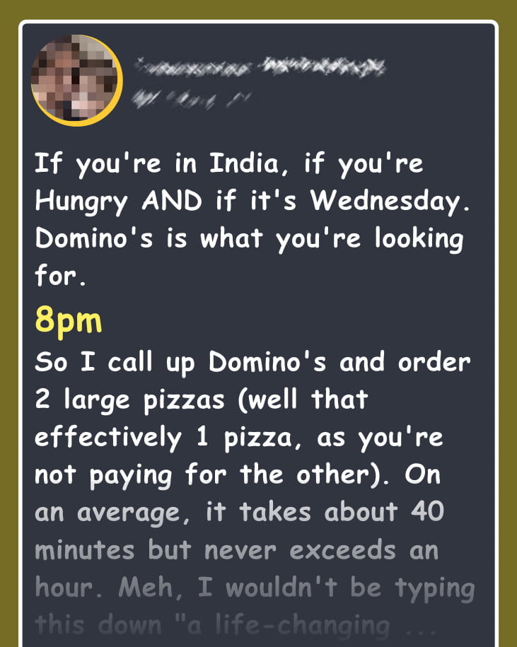 If you're in India, if you're Hungry AND if it's Wednesday.