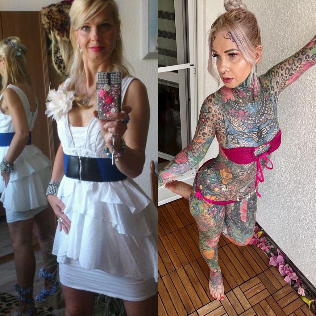 Grandma With Body Covered In Tattoos Reveals Before Photos