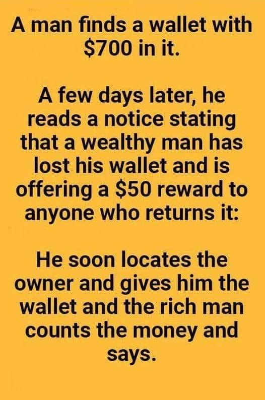 A man discovers a wallet that has $700 inside.