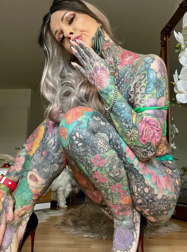 Grandma With Body Covered In Tattoos Reveals Before Photos