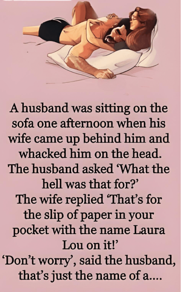 A husband was sitting on the sofa one afternoon