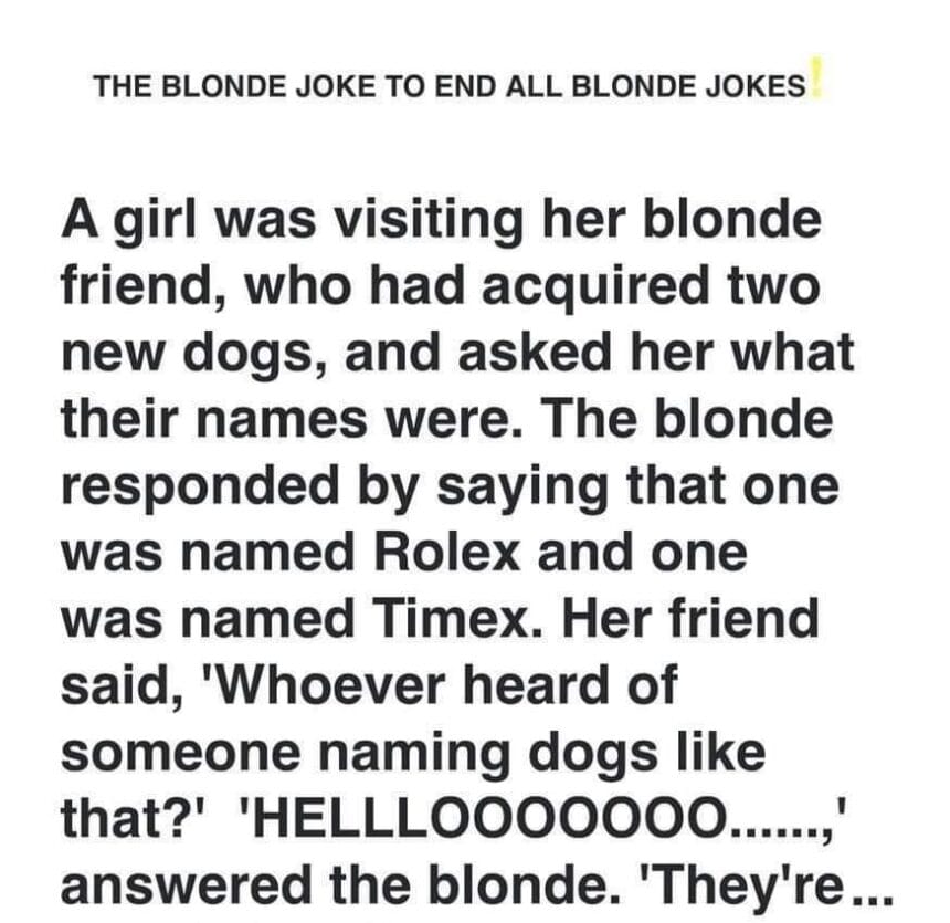 THE BLONDE JOKE TO END ALL BLONDE JOKES