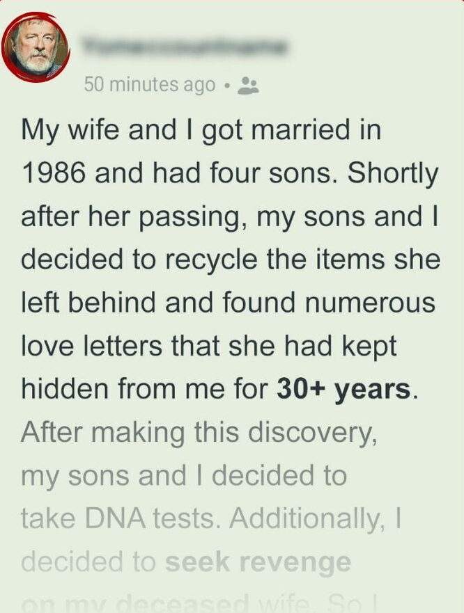 Man Finds Out His Late Wife Had Been Cheating on Him for over 30 Years, So Kids Take DNA Tests