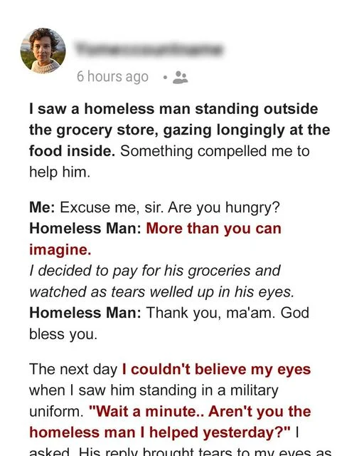 I Bought Food for a Homeless Man, He Stunned Me with His Confession the Next Day