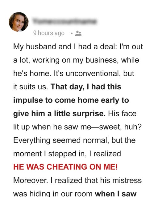 Woman Returns From Work to Find Her Husband in Bed With Another Woman – Story of the Day
