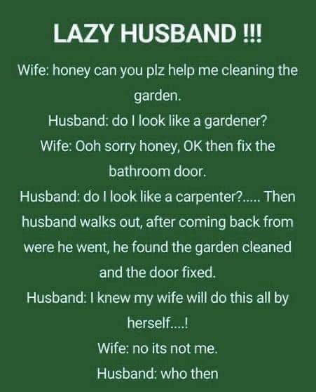 LAZY HUSBAND !!!