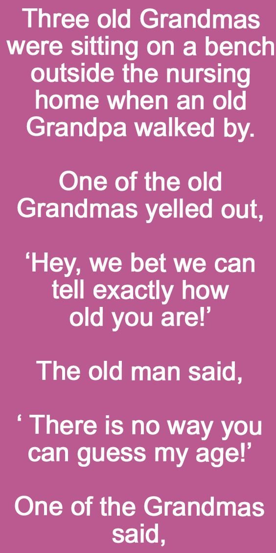 Three Old Grandmas Were Sitting On Bench. –