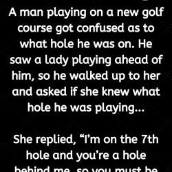 A man playing on a new golf course got confused as to what hole he was on