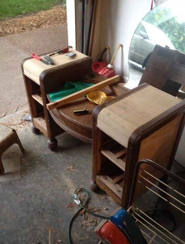 Instead of throwing a 1942 vanity table away, the man brought it back to life and turned into a modern piece of furniture 3 Usa People Instead of throwing a 1942 vanity table away, the man brought it back to life and turned into a modern piece of furniture