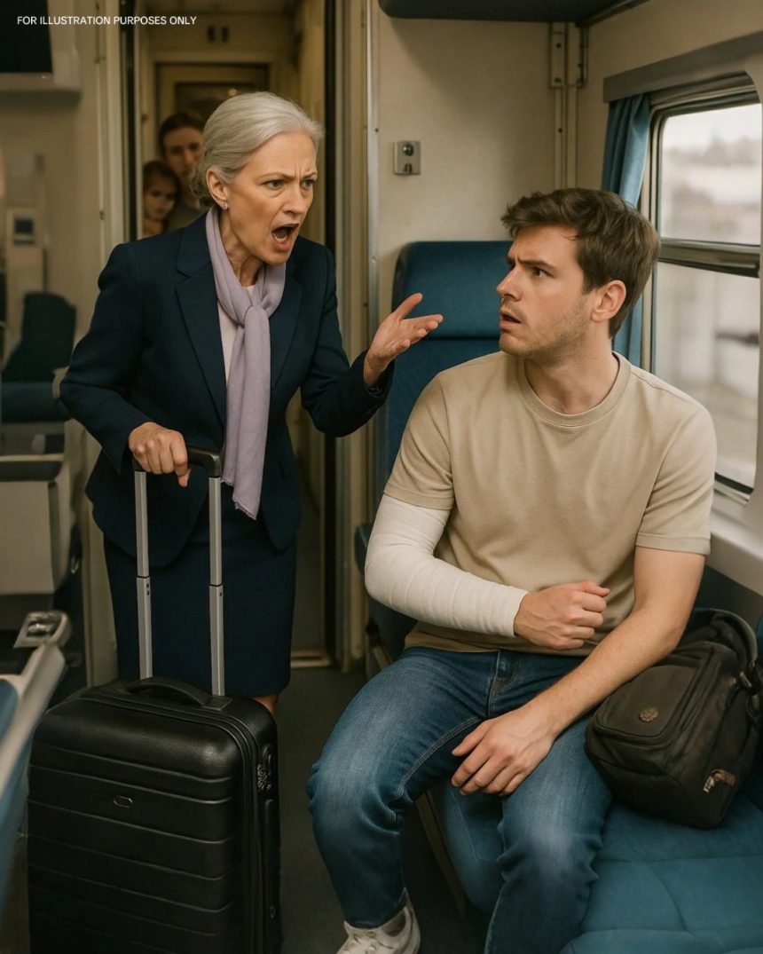 She Demanded a Seat from a Passenger with a Broken Arm—What He Said Next Left the Whole Train Speechless 1 Usa People She Demanded a Seat from a Passenger with a Broken Arm—What He Said Next Left the Whole Train Speechless