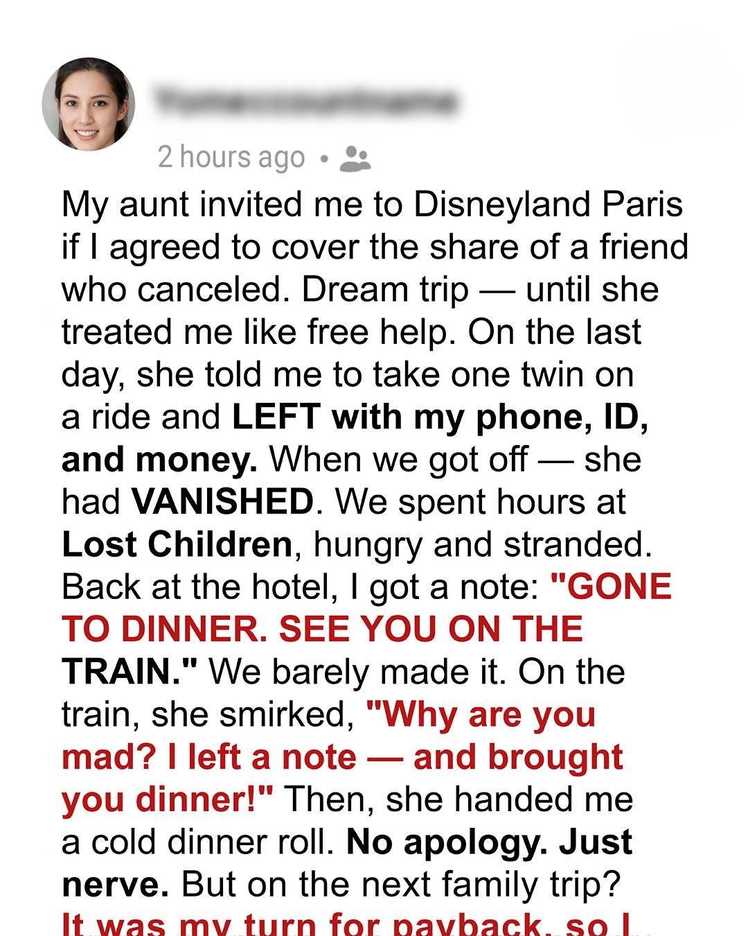 My Aunt Stole My ID and Cash at Disneyland — She Didn’t See My Revenge Coming