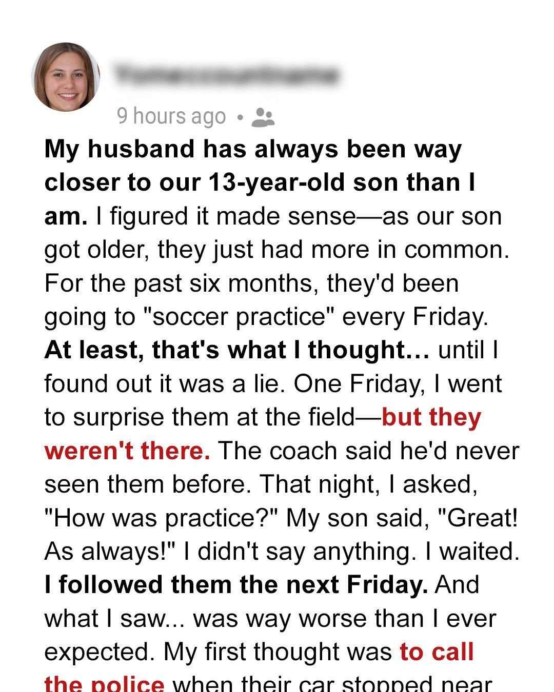 I Believed My Husband and Son Were at Football Practice Every Friday — Until the Truth Came to Light