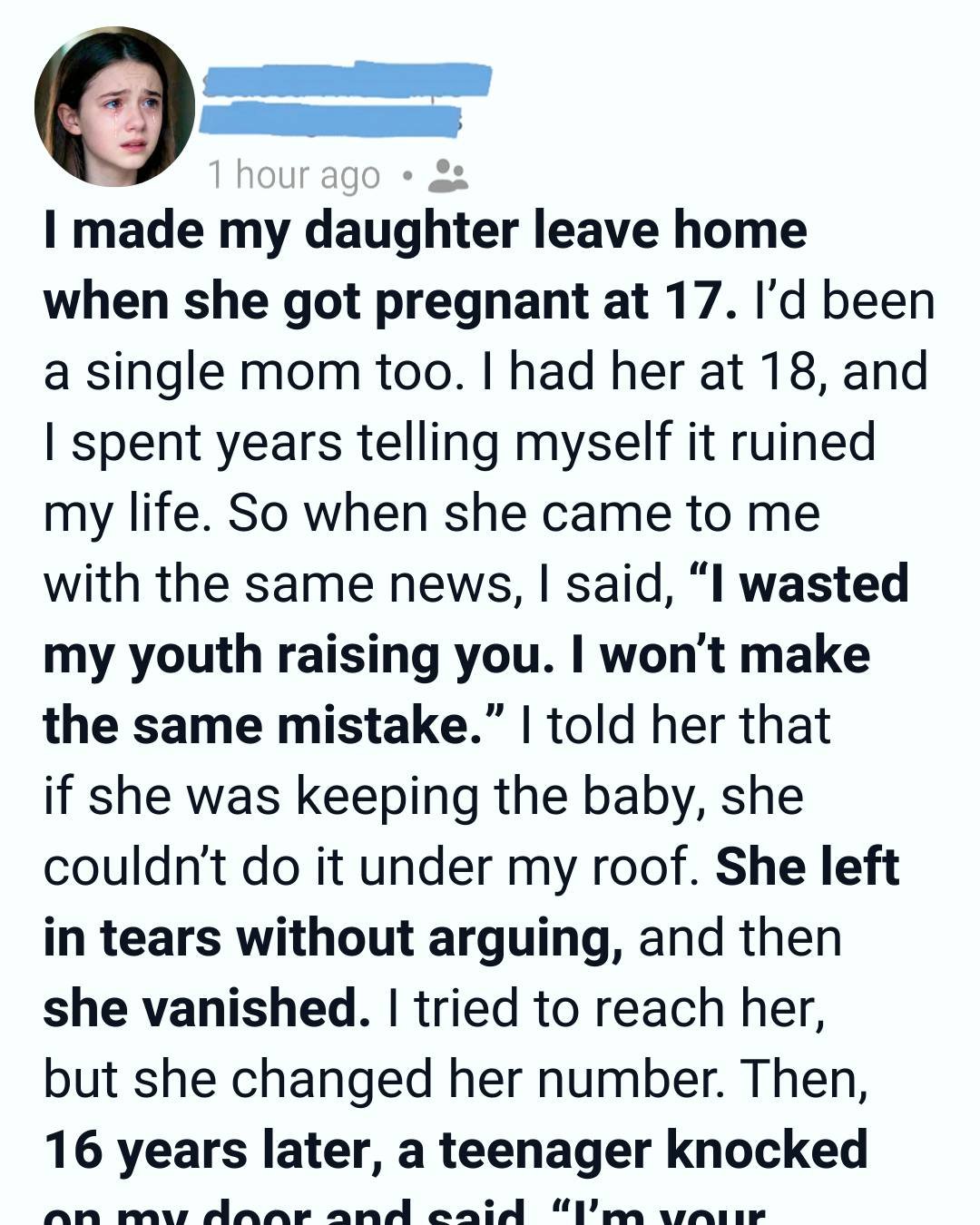 I Kicked My Pregnant Teen Daughter Out—16 Years Later, Someone Knocked on My Door and Changed Everything