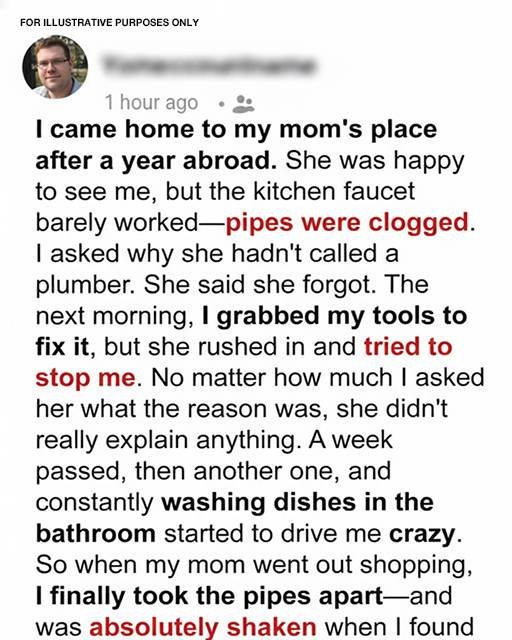 My Mom Refused to Let Me Fix the Clogged Kitchen Sink—What I Eventually Found Inside Left Me Speechless