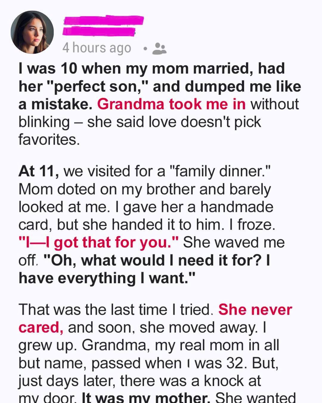 My Mother Walked Away to Start a New Family — Years Later, She Showed Up at My Door Asking for One Thing