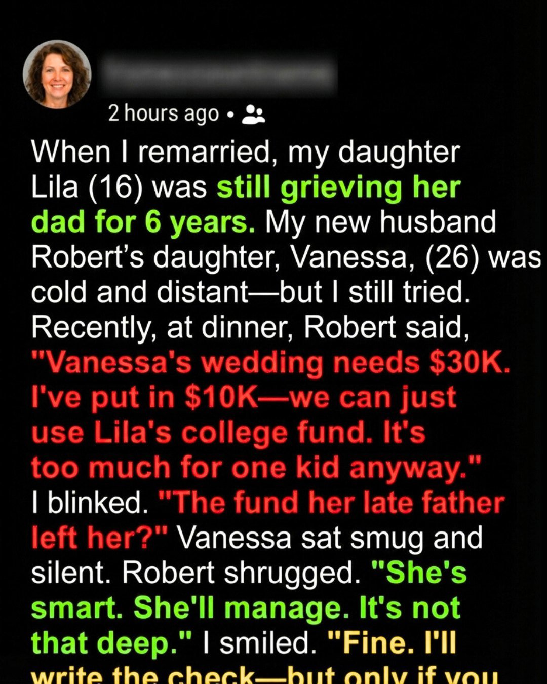 My Husband Asked Me to Use My Daughter’s College Money for His Adult Daughter’s Wedding — So I Made a Decision He Never Saw Coming