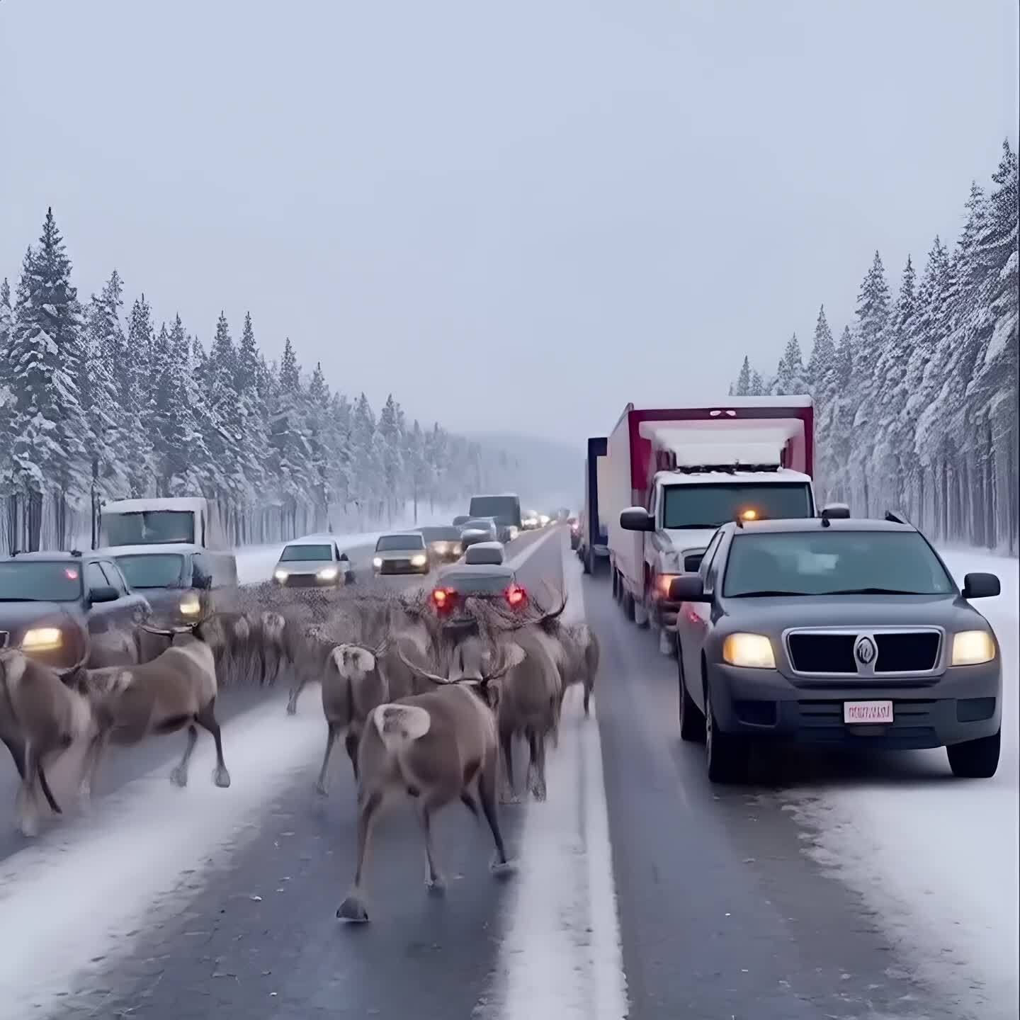 A Christmas Highway Miracle: Thousands of Deer Blocked the Road — But When Drivers Saw What They Were Fleeing From, Shock Spread Through Every Car