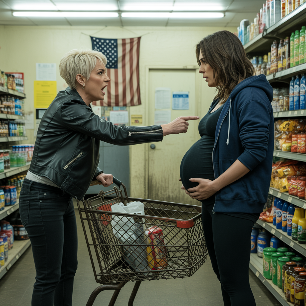 “Move it! you peasant! look at you, probably using food stamps!” she screamed, shoving her cart into the pregnant woman, unaware that the man watching from the doorway was the owner.