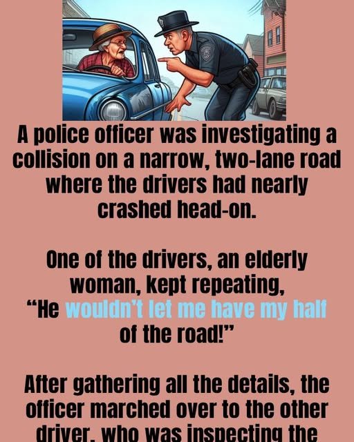 A police officer was investigating a collision on a narrow